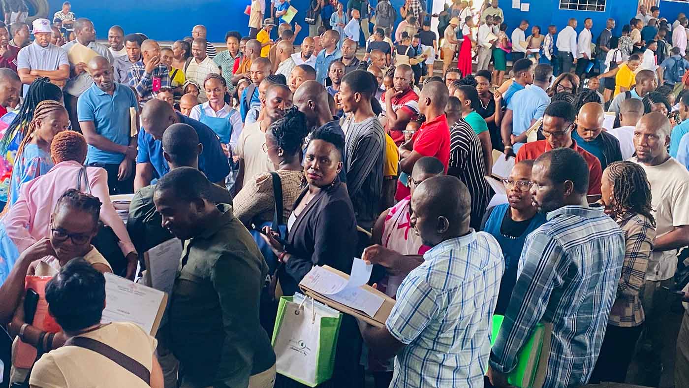 Some of the contract teachers during their contracts renewal. (Pic: Sabelo Majola)